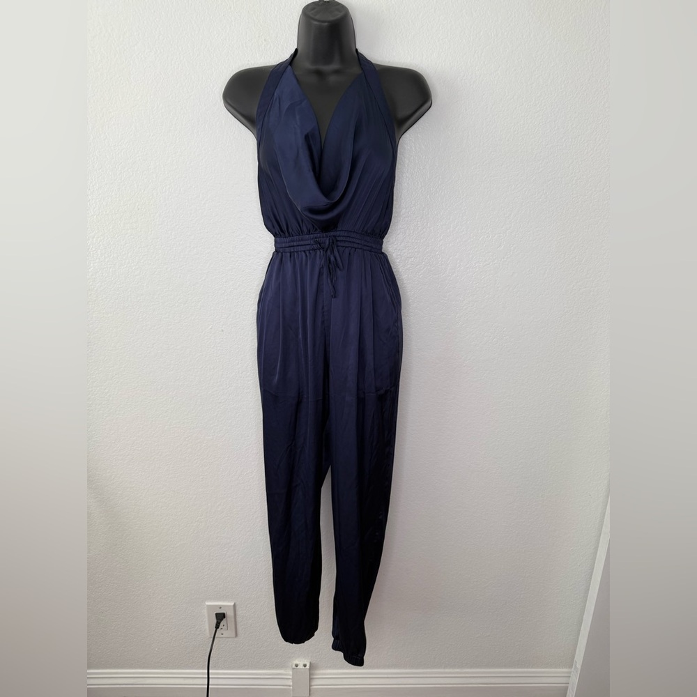 Fashion Nova Deep Blue Halter Jumpsuit